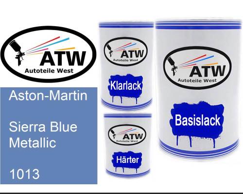 Aston-Martin, Sierra Blue Metallic, 1013: 500ml Lackdose + 500ml Klarlack + 250ml Härter - Set, von ATW Autoteile West.